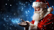 © photobuay - Enchanting Snowy Night Santa Claus Blows Magic Christmas Stars into the Winter Sky. created with Generative AI