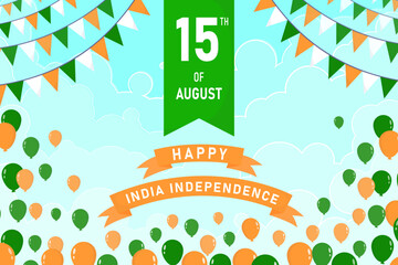 Happy Independence Day in India Holiday Poster, greeting card, banner