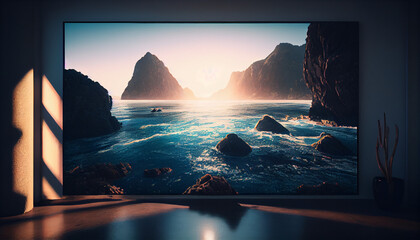 Wall Mural - Suoer Realistic Marine landscape under the sunlight, created with AI tool