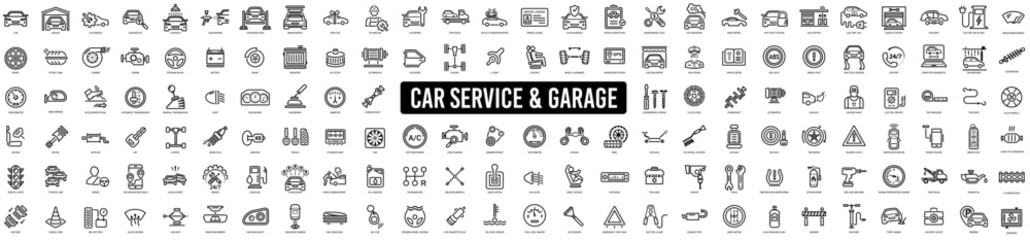 car service and repair icons element. garage, engine, oil, maintenance, accelerate icon