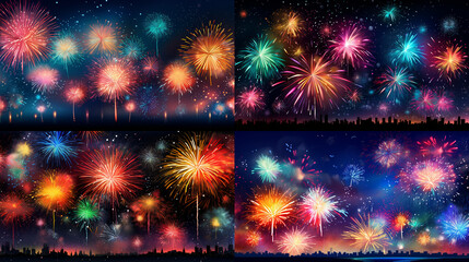 Wall Mural - fireworks in the night sky