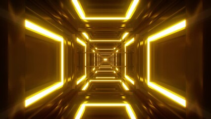 Glowing Yellow light metal frame tunnel VJ Loop