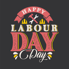 International Labour Day Mon, 4 September typography concept on isolated background with a helmet