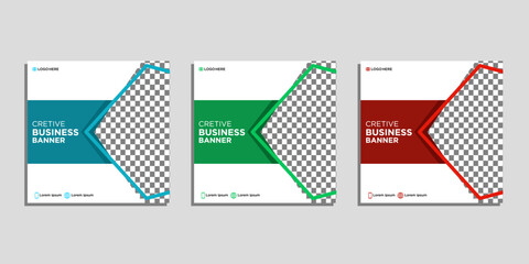 Wall Mural - set of editable square business web banner design templates. background gradient color. perfect for 