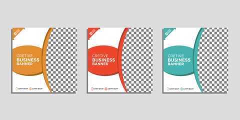 Wall Mural - set of editable square business web banner design templates. background gradient color. perfect for 