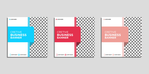 Wall Mural - set of editable square business web banner design templates. background gradient color. perfect for 