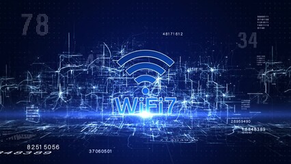WiFi 6G future technology digital data network connections background, Technology abstract background, Animation 4k