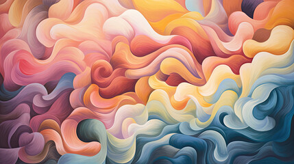 Wall Mural - Abstract pattern with cloudy shapes showing depth