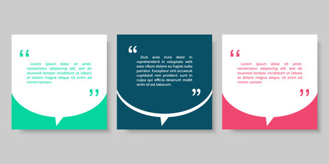 Wall Mural - quote frame blank set with speech bubbles. quotation, text box design template. review, feedback, co