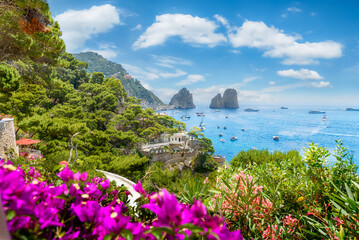 Wall Mural - landscape with capri island,tyrrhenian sea, italy