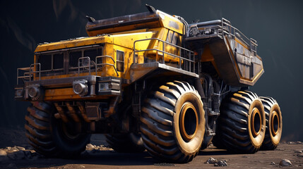 Wall Mural - Mining truck transporting minerals, heavy-duty vehicle designed for hauling extracted ores and other valuable resources from mining sites