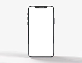 Wall Mural -  Smartphone mockup with blank screen isolated on white background.for Product marketing,E-commerce websites.AI Generative.
