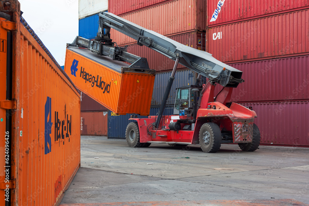 Istanbul, Beylikduzu - Turkey - 07.07.2023 Container yard for Logistic ...