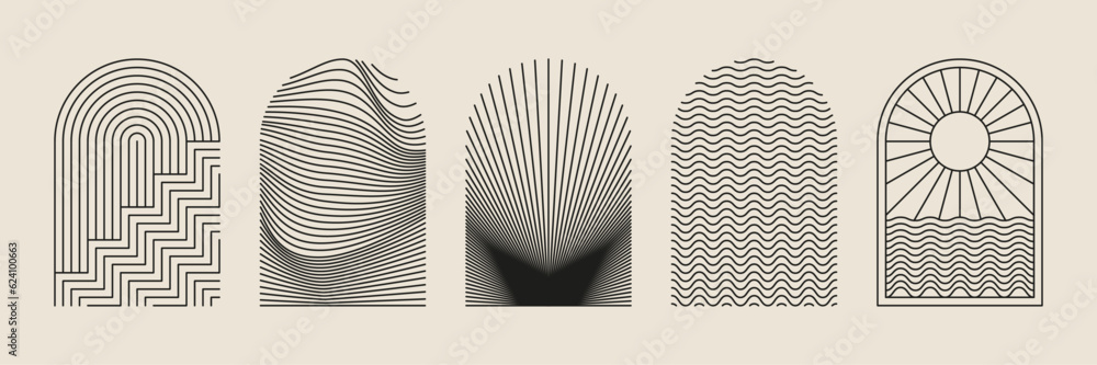 Boho frame arch vector illustration modern minimalistic retro aesthetic ...