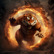Strong Tiger with Fire Spirit