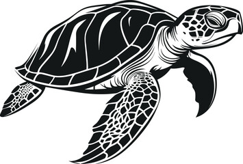 Wall Mural - Sea turtle swimming vector artwork isolated on white background