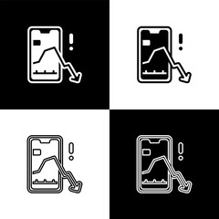 Wall Mural - Set Mobile stock trading concept icon isolated on black and white background. Online trading, stock market analysis, business and investment. Vector