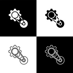 Poster - Set Timing belt kit icon isolated on black and white background. Vector