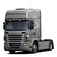 Wall Mural - A modern European truck is completely gray. Front side view isolated on white background.