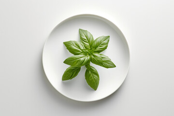 Wall Mural - basil leaves on a plate