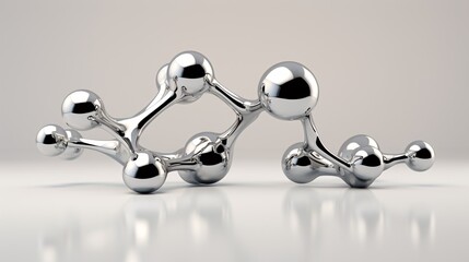 Wall Mural - molecule model from metal on a white background. chemistry science concept.