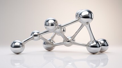 Wall Mural - molecule model from metal on a white background. chemistry science concept.