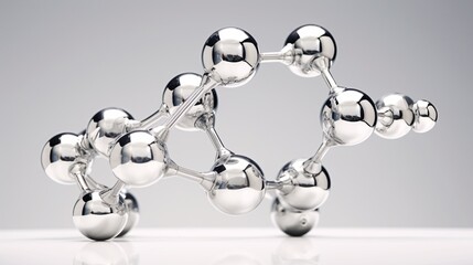 Wall Mural - molecule model from metal on a white background. chemistry science concept.