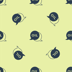 Sticker - Blue Word oil icon isolated seamless pattern on yellow background. Vector