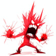Red sketched cartoon comic character representing anger rage fury wrath and outrage transparent illustration isolated - Generative AI