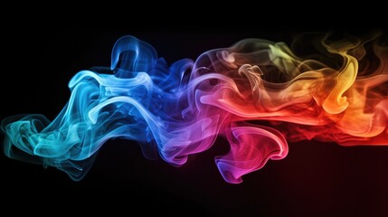 Poster - Abstract motion graphic background, Colorful creative smoke waves on black background.