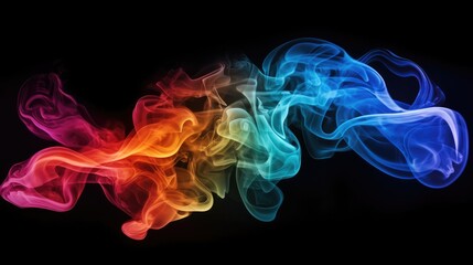 Poster - Abstract motion graphic background, Colorful creative smoke waves on black background.