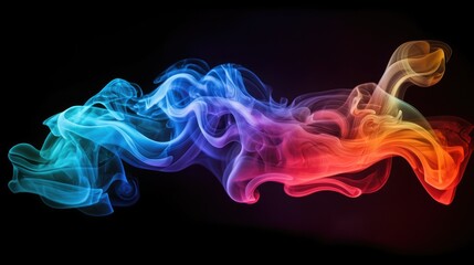 Poster - Abstract motion graphic background, Colorful creative smoke waves on black background.