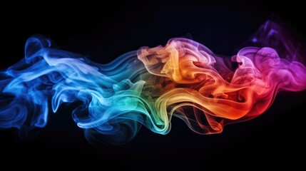 Poster - Abstract motion graphic background, Colorful creative smoke waves on black background.