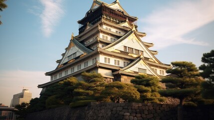 Wall Mural - Osaka Castle, Japan at Osaka Castle during spring season.