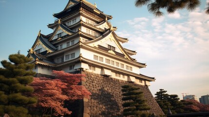 Wall Mural - Osaka Castle, Japan at Osaka Castle during spring season.