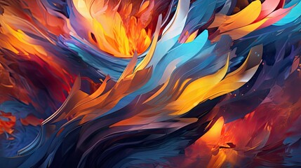 Wall Mural - A dynamic abstract composition with intersecting lines and bold brushstrokes, exuding energy and movement. Colorful illustration art. Generative AI