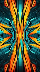 Wall Mural - A dynamic geometric pattern with intersecting lines and vibrant contrasting colors. Colorful illustration art. Generative AI