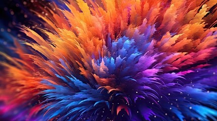 Wall Mural - A vibrant explosion of colors in an abstract fireworks display, evoking a jubilant and celebratory mood. Colorful illustration art. Generative AI