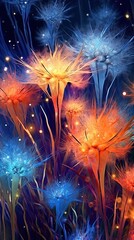 Wall Mural - An abstract celestial background with shimmering stars and cosmic dust, evoking a sense of wonder and awe. Colorful illustration art. Generative AI