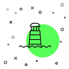 Wall Mural - Black line Lighthouse icon isolated on white background. Vector