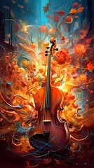 Wall Mural - A symphony of musical notes dancing in the air against a vibrant background Colorful illustration art. Generative AI