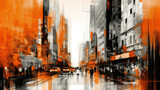 Fototapeta Nowy Jork - background illustration in orange colors. urban landscape. Generative AI. 