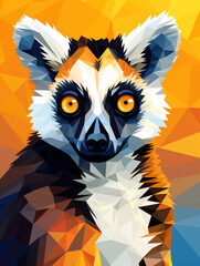 Wall Mural - A Vector Art Illustration of a Geometric Lemur with Bold Sharp Angles | Generative AI