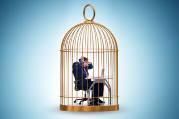 Wall Mural - Businessman caught in the cage