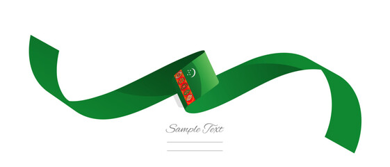 Turkmen flag ribbon vector illustration. Turkmenistan flag ribbon on abstract isolated on white color background