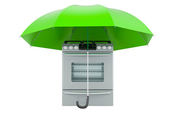 Wall Mural - Gas range with oven under umbrella, 3D rendering