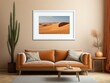 © bdrvoloshin - Desert Elegance: AI-Generated Mockup of Minimalist Interior with E-Frame and Wall Art