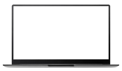 Laptop with blank screen, computer isolated on white background, full depth of field