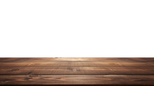 A Front View Of Dark Brown Blank Wooden Tabletop Mockup, Empty Wooden Table. Isolated On Transparent Background. Generative AI