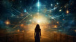 Meditating lotus dream zen star yoga energy silhouette spirituality space universe